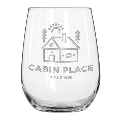 Cabin Stemless Wine Glasses Choice of Size Optional 2nd Side