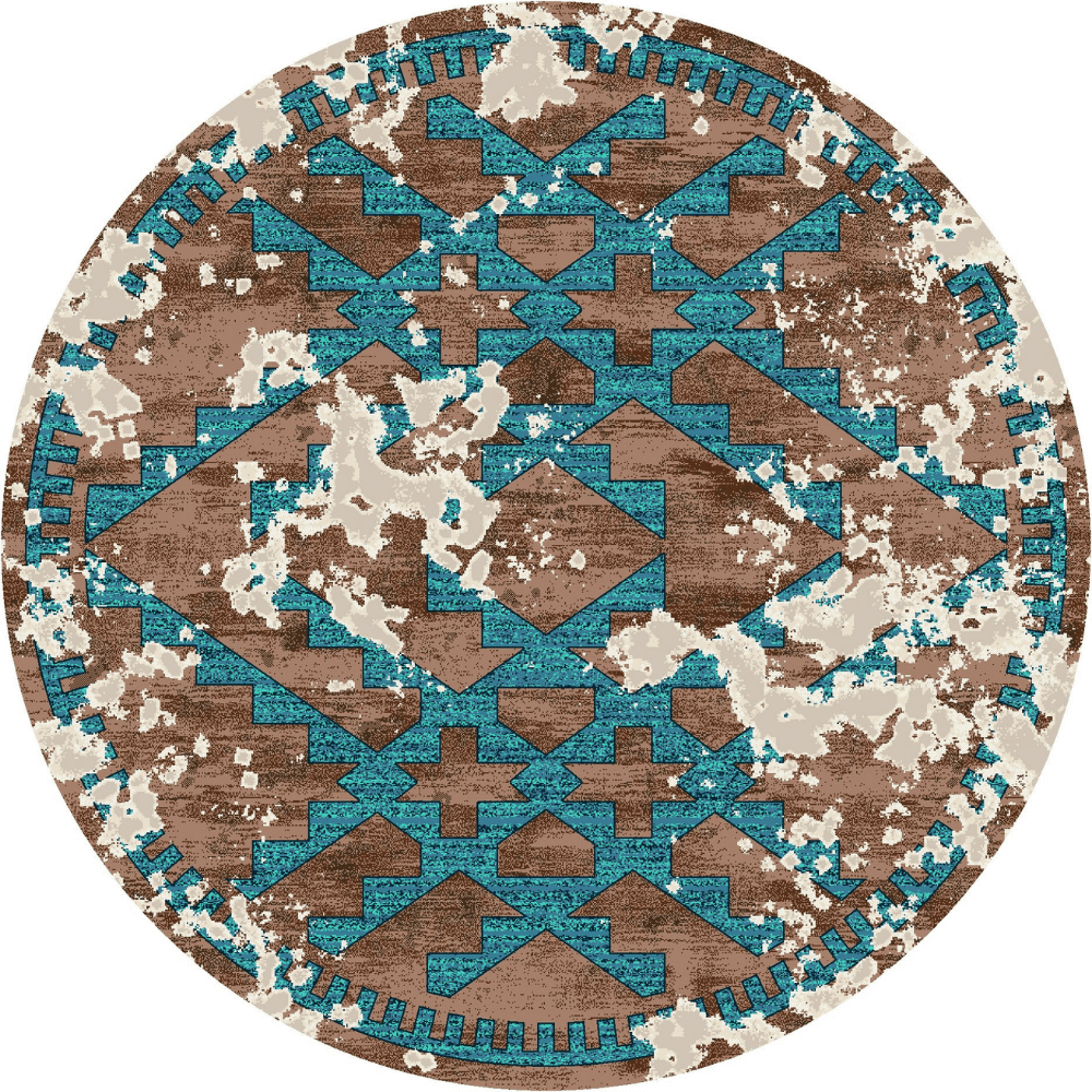 Turquoise Diamonds Distressed Rug