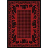 Woodland Bear Family Red Area Rug Collection