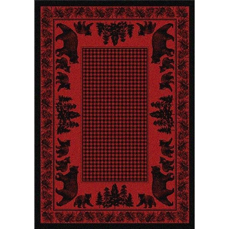 Woodland Bear Family Red Area Rug Collection