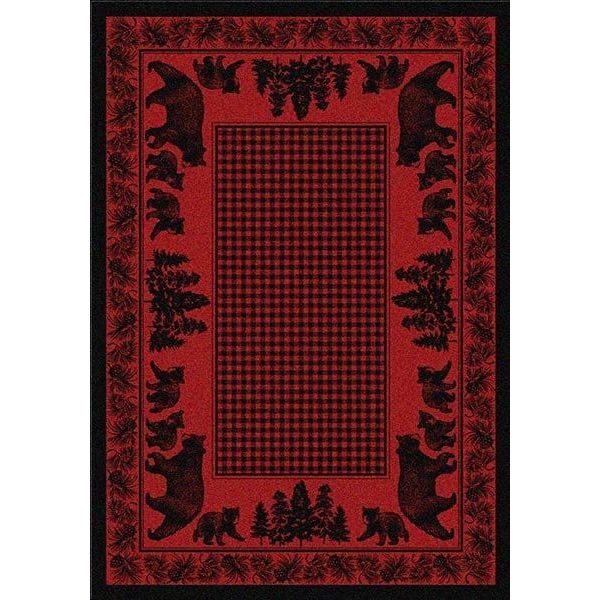 Woodland Bear Family Red Area Rug Collection