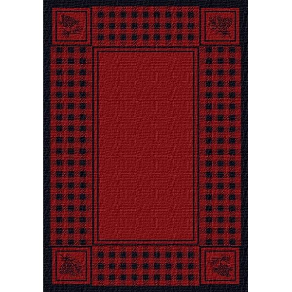 Pinecone Plaid Red Area Rug