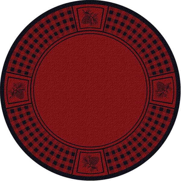 Pinecone Plaid Red 8' Round Area Rug