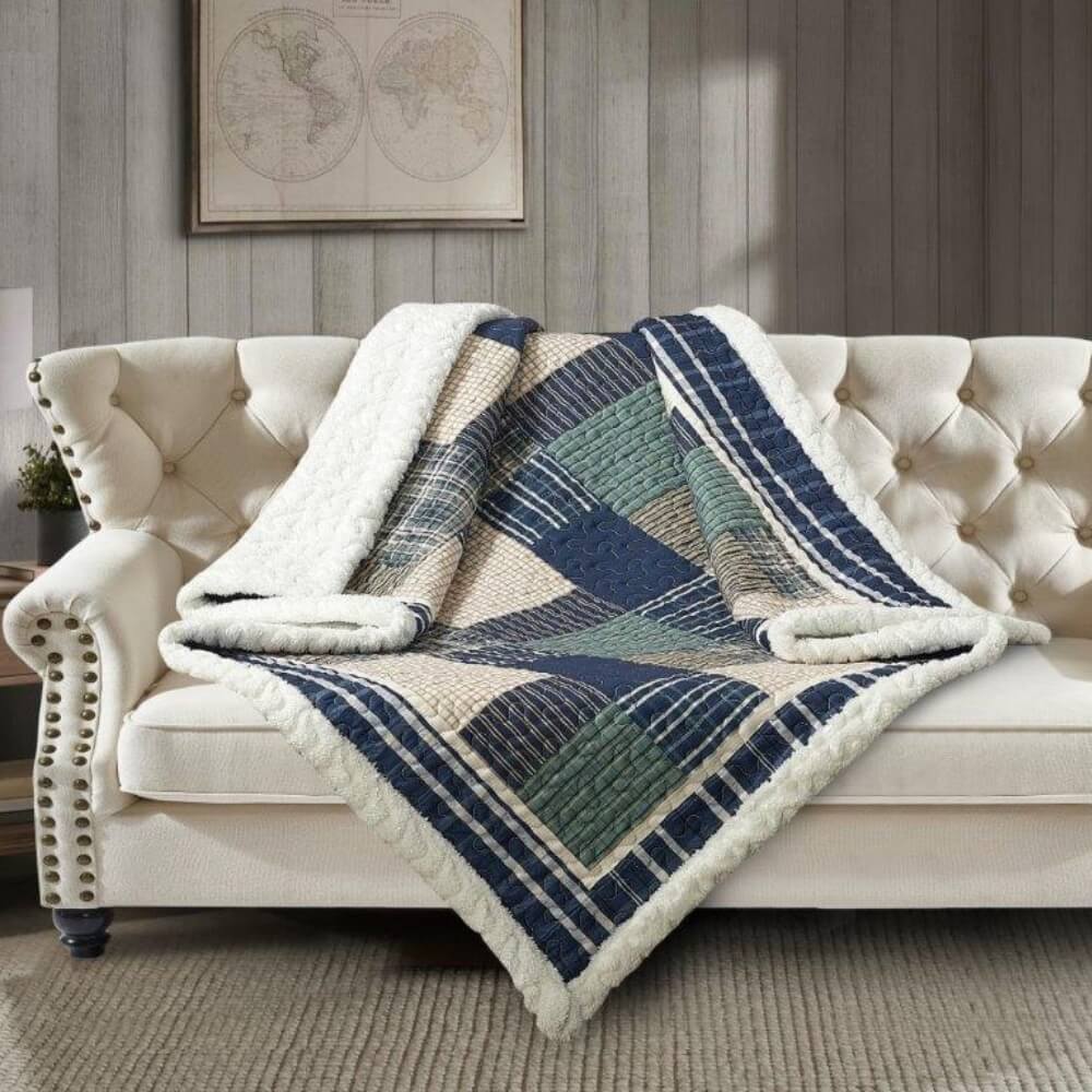 Sea Mist Quilt Sherpa Throw