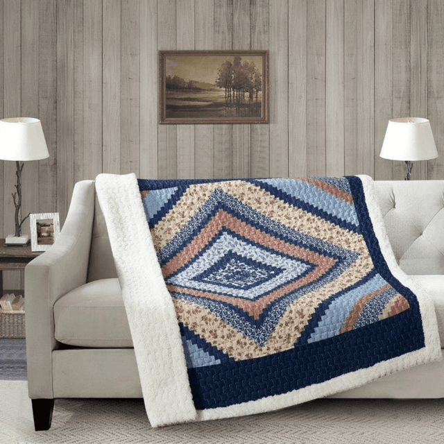 Floral Diamond Sherpa Throw