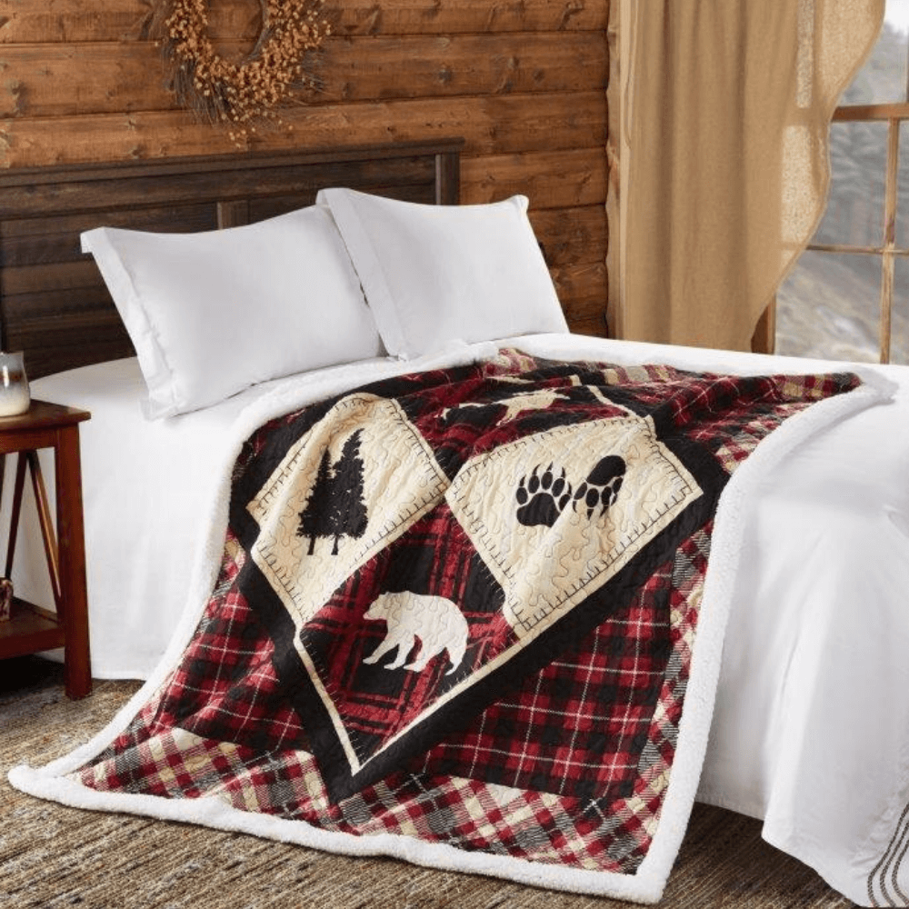 Campfire Lodge Diamond Sherpa Throw