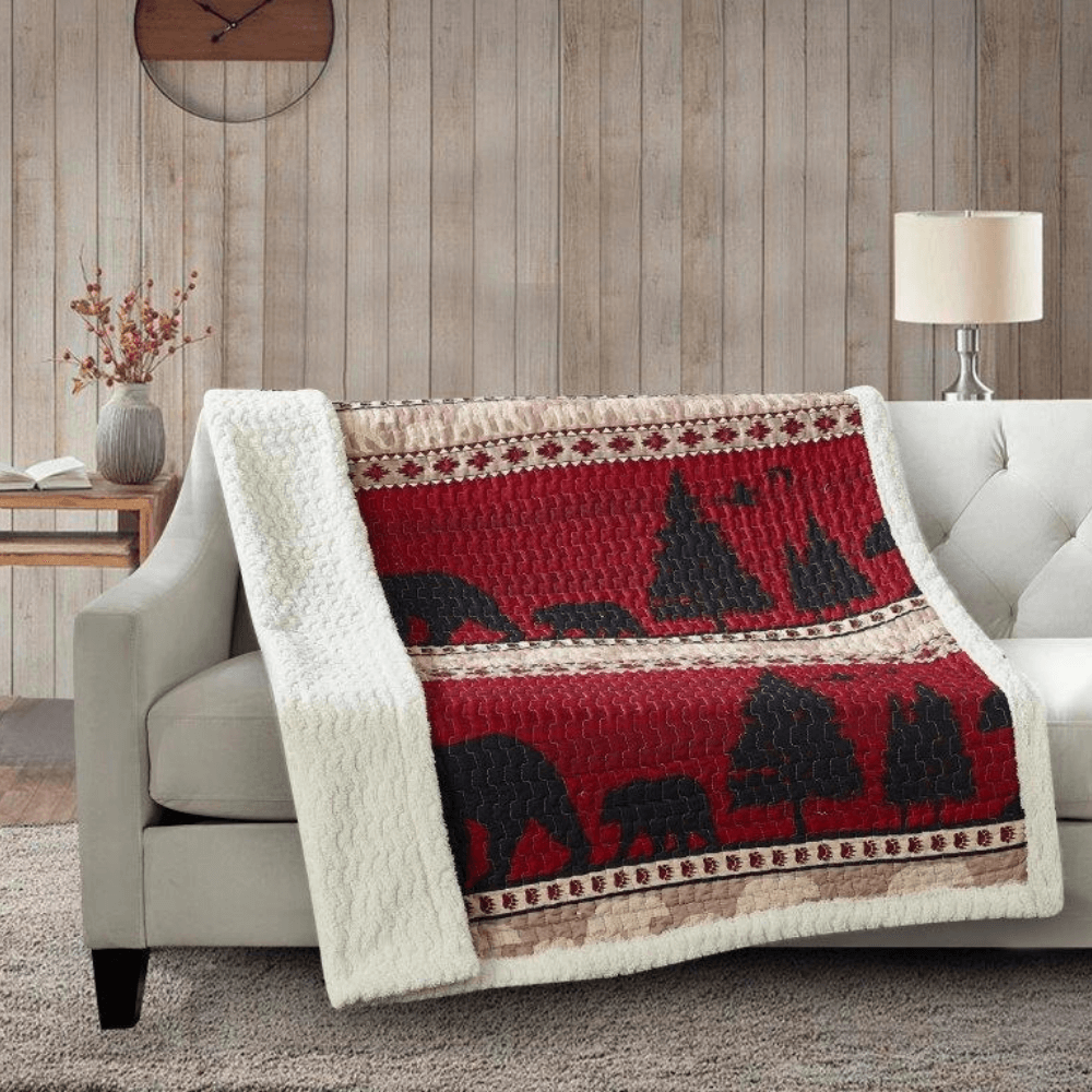 Bear Mountain Red Sherpa Throw