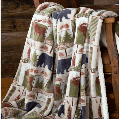 Big Sky Wildlife Squares Sherpa Throw