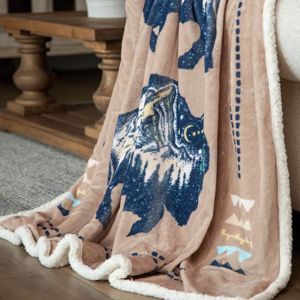 Roaming Buffalo Plush Sherpa Throw Blanket