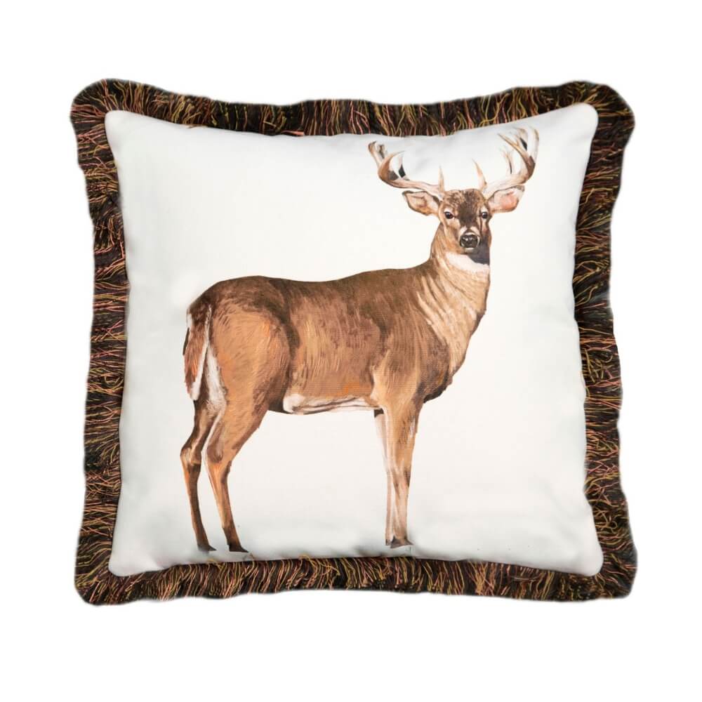 Painted Buck Throw Pillow