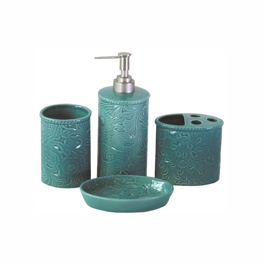 Turquoise Scroll Vanity Set