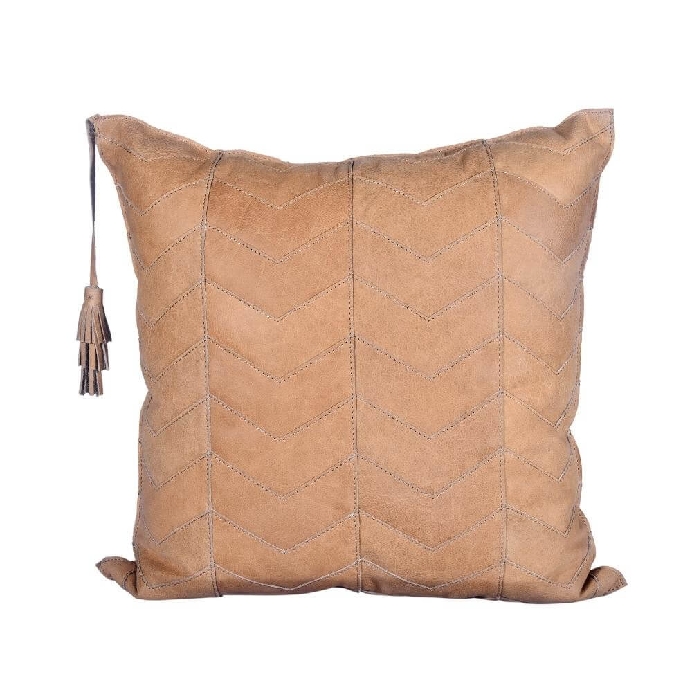 Chevron Leather Throw Pillow