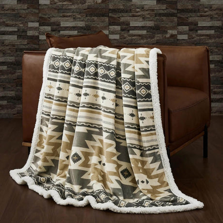 Southwest Sage Sherpa Throw Blanket