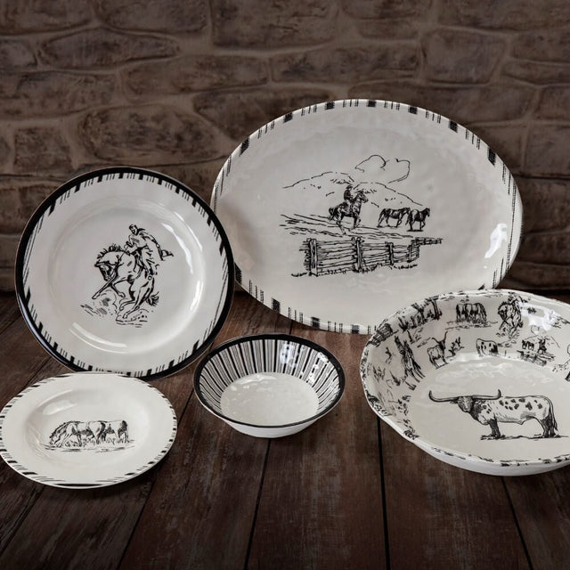 Ranch Sketches 14 PC Melamine Dinnerware Set