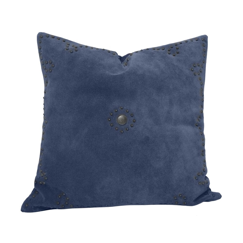 Outlaw Suede Navy Leather Throw Pillow