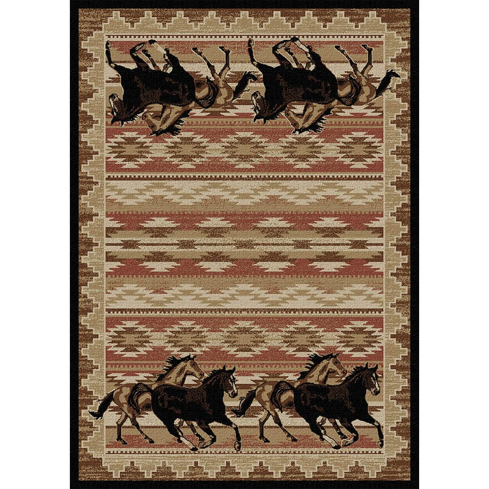 Western Escape Wild Horses Area Rug