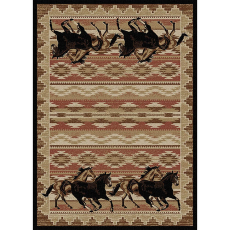 Western Escape Wild Horses Area Rug