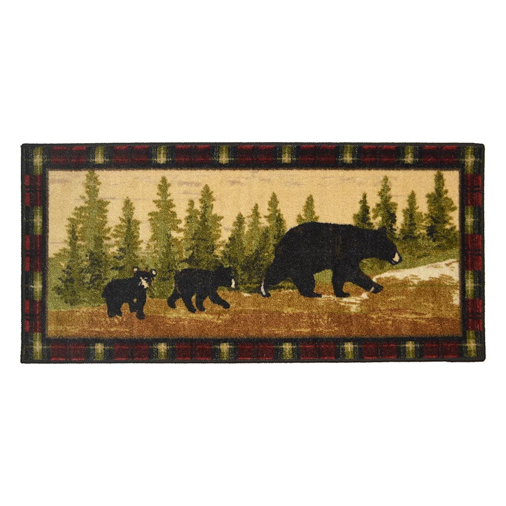 Plaid Bears Throw Rug