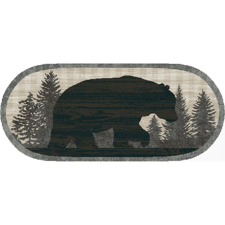 Black Bear Checker Oval Rug