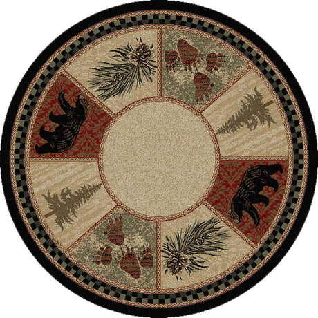 Pine Forest Bear Round Area Rug