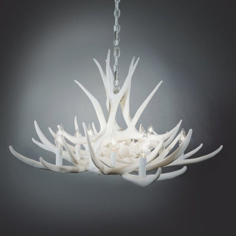 Mule Deer 9 White Antler Chandelier