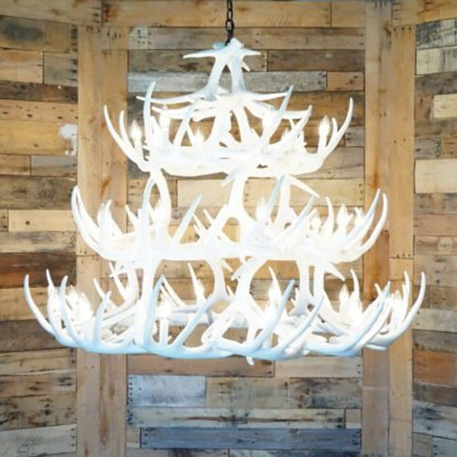 Whitetail 42 White Antler Chandelier