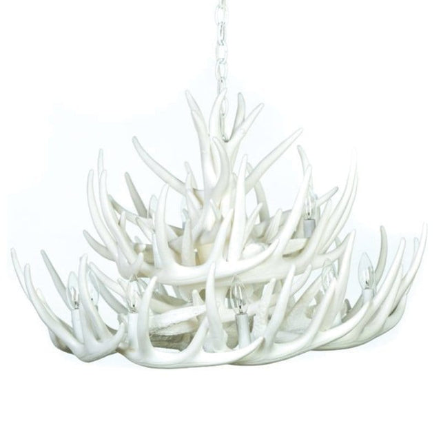 Whitetail 21 White Antler Chandelier