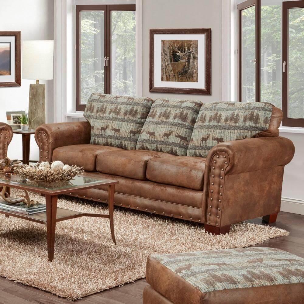 Deer Cabin Teal Sofa