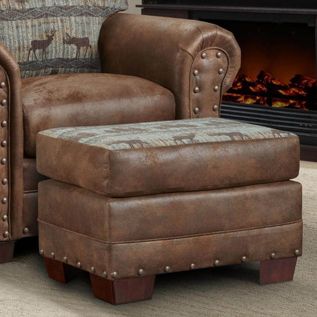 Deer Cabin Teal Ottoman