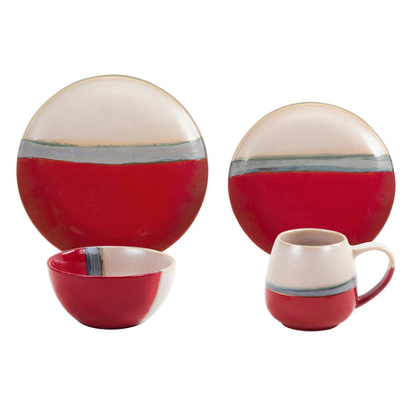 Red Paradise Ceramic 16PC Dinnerware Set