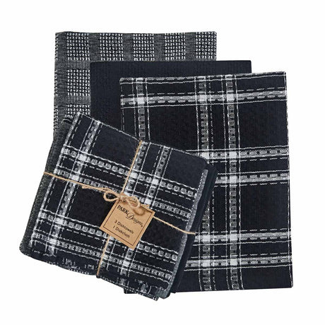 Navy Check Dishtowel Set