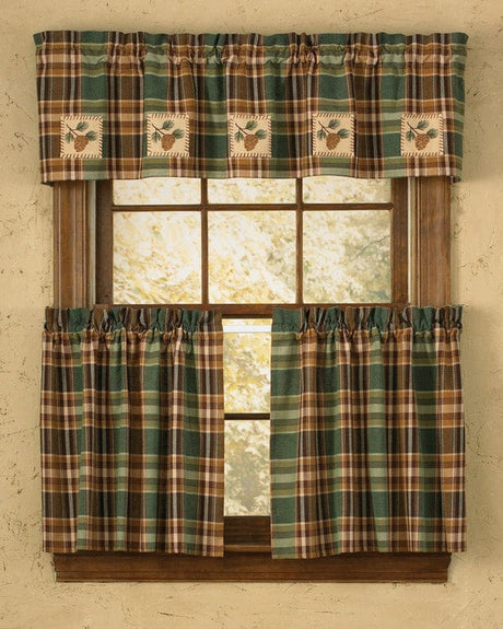 Hunter Plaid Pinecone Patch Valance