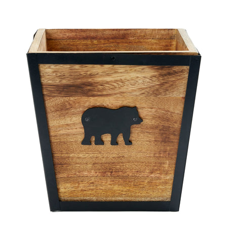 Wild Bear Wood Waste Basket