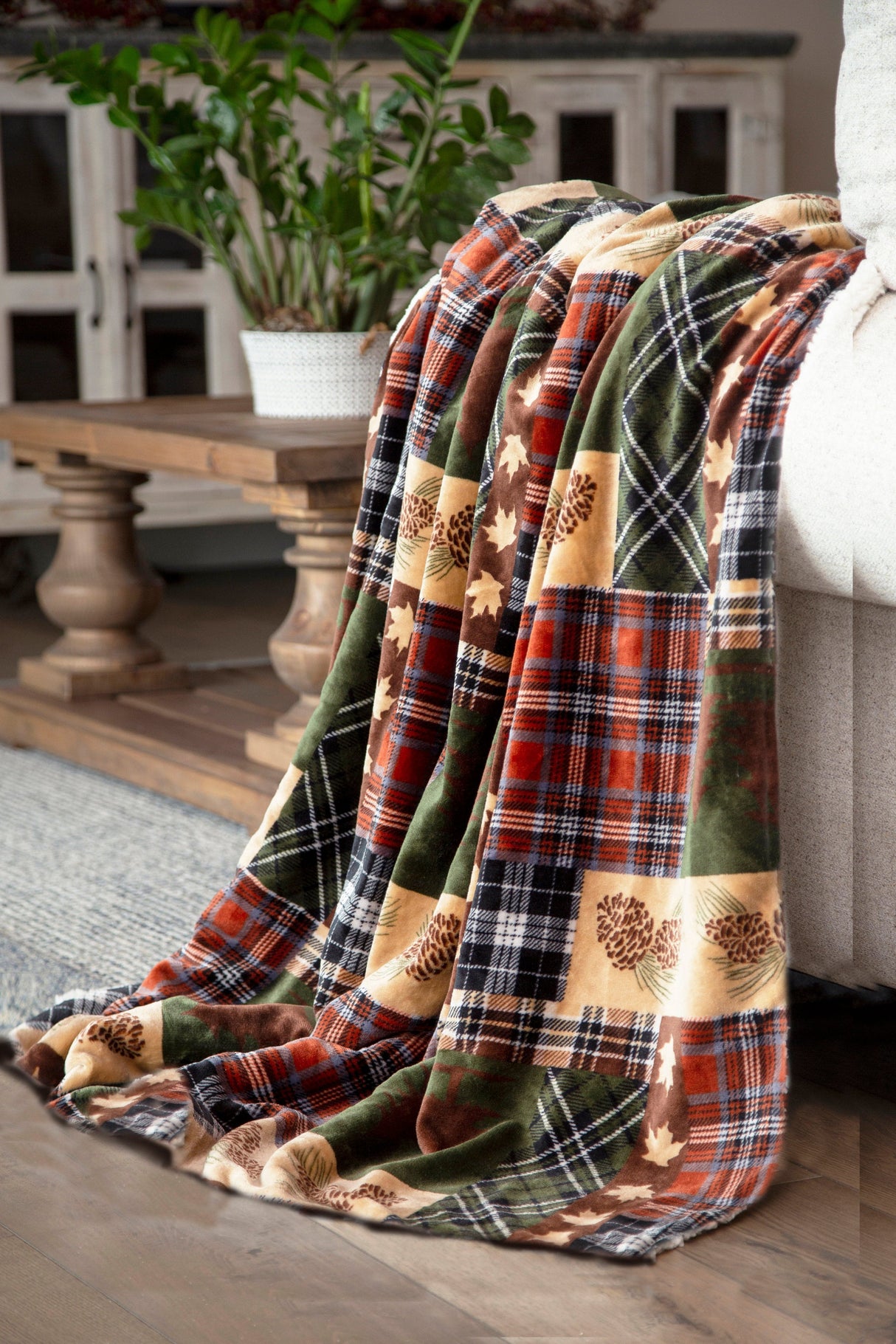 Cabin Plaid Plush Throw