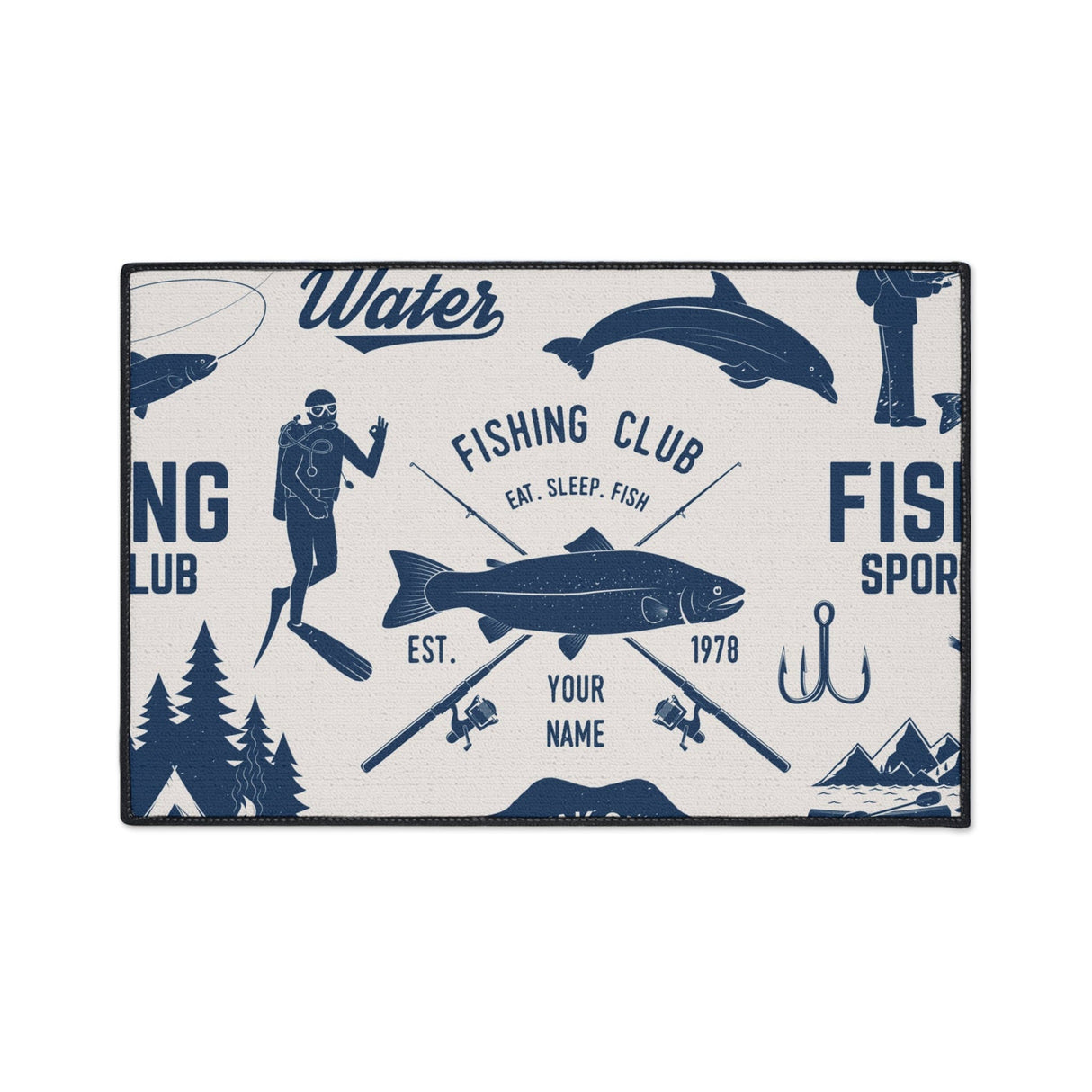 Fishing Club Collage Non-Slip Rug