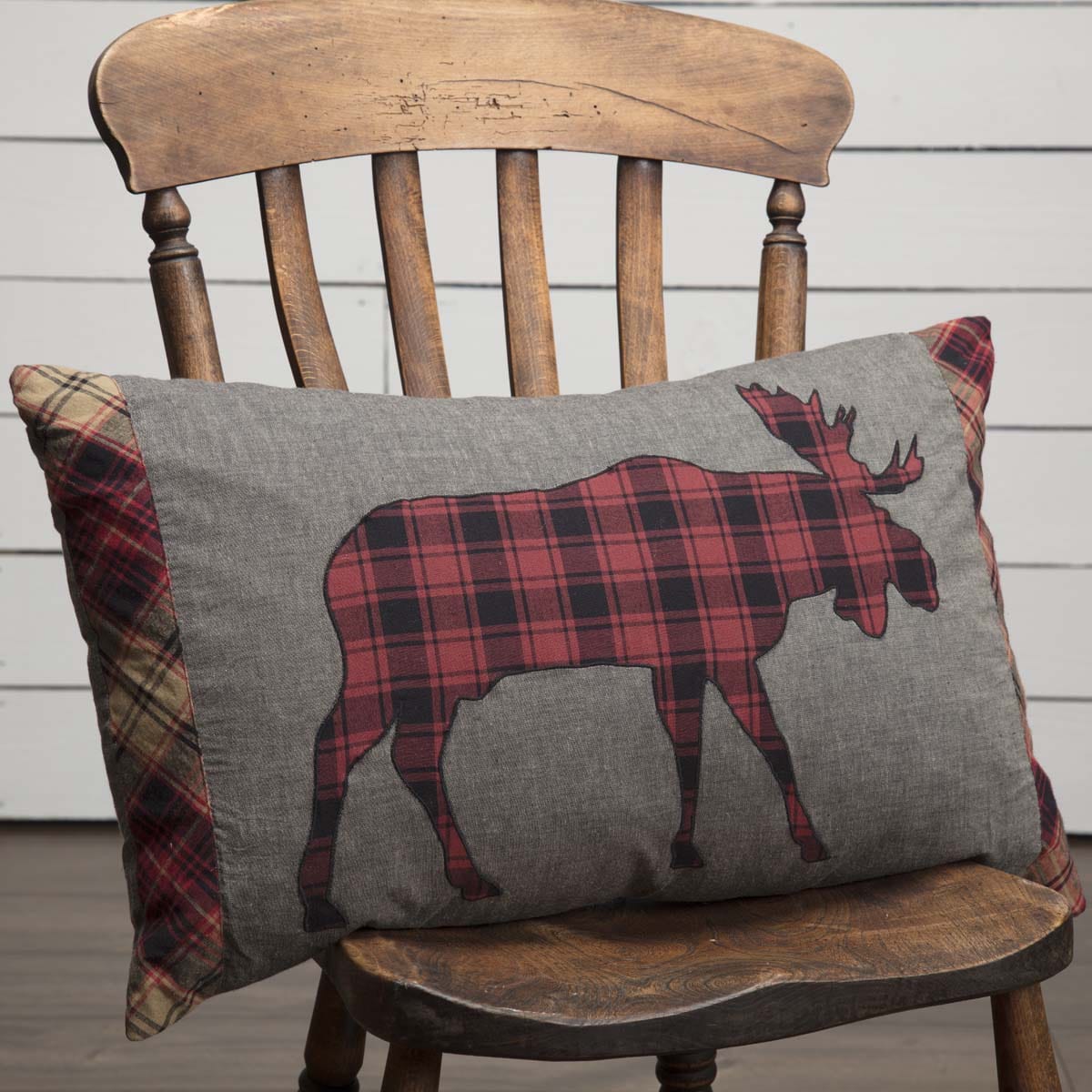 Durango Red Moose Plaid Pillow