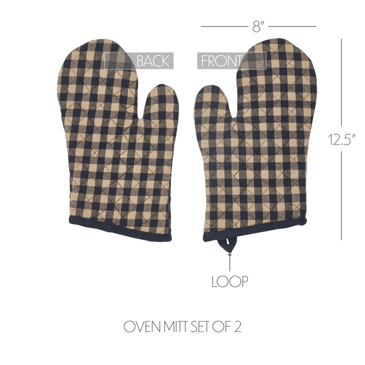 Black & Tan Oven Mitt Set