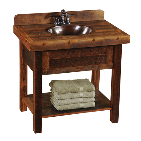 Barnwood Open Vanity With Top