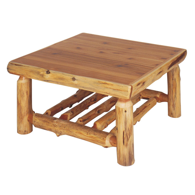 Cedar Log Three Drawer Coffee Table