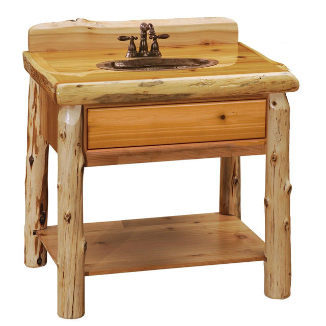 Cedar Log Open Vanity With Top