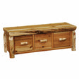 Cedar Log Three Drawer Entry Bench