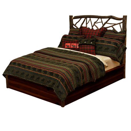 Hickory Log Twig Platform Bed