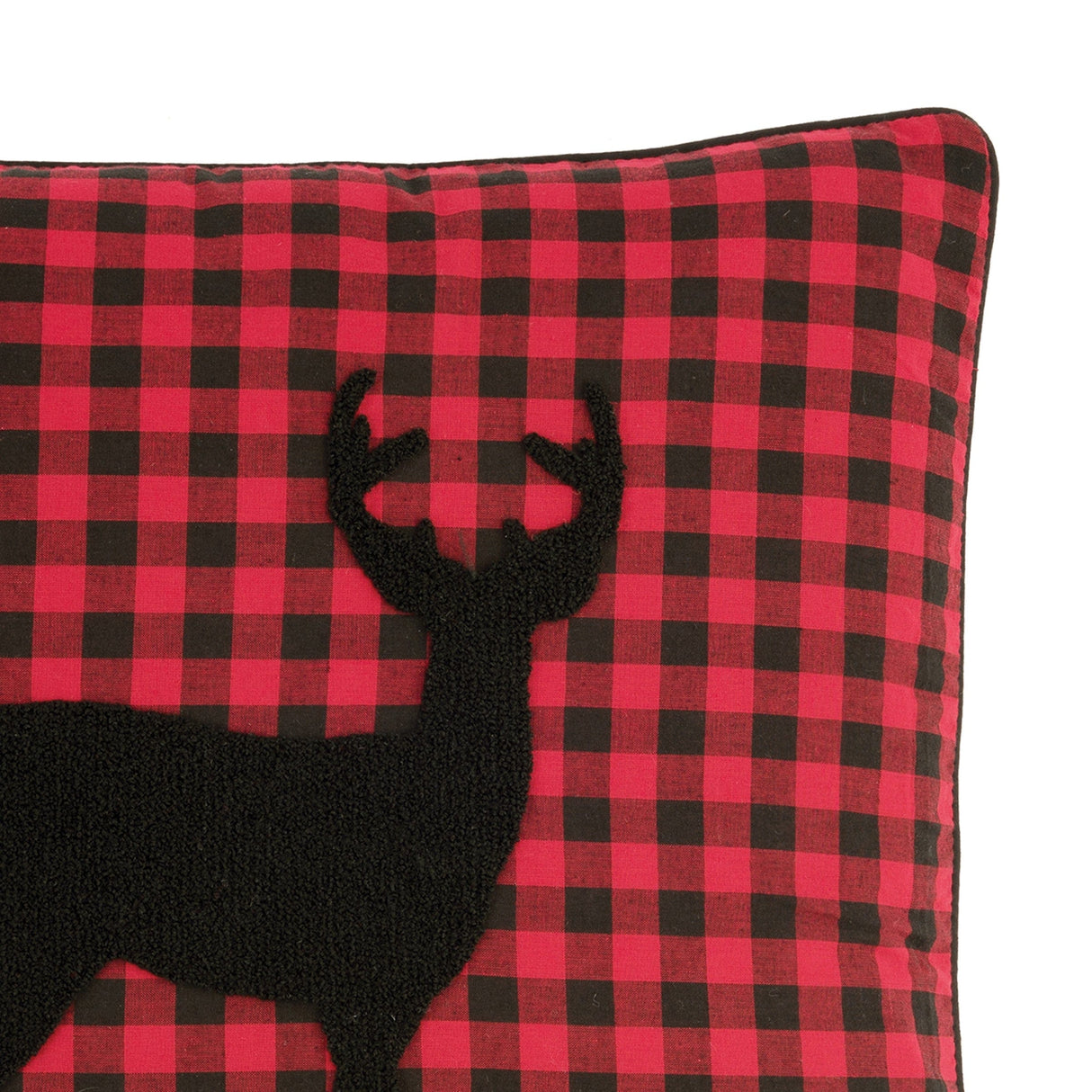 Deer Silhouette Plaid Throw Pillow