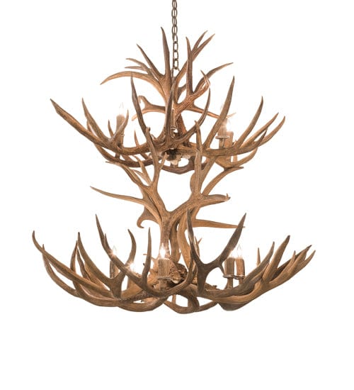 42" Mule Deer 12 Light Antler Chandelier