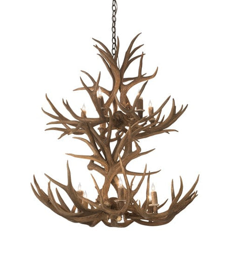 36" Mule Deer 12 Light Antler Chandelier