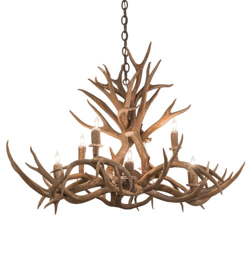 39" Mule Deer 8 Light Oblong Antler Chandelier