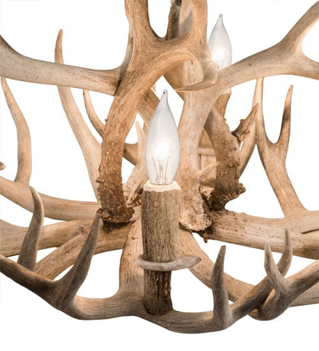 30" Mule Deer 4 Light Antler Chandelier