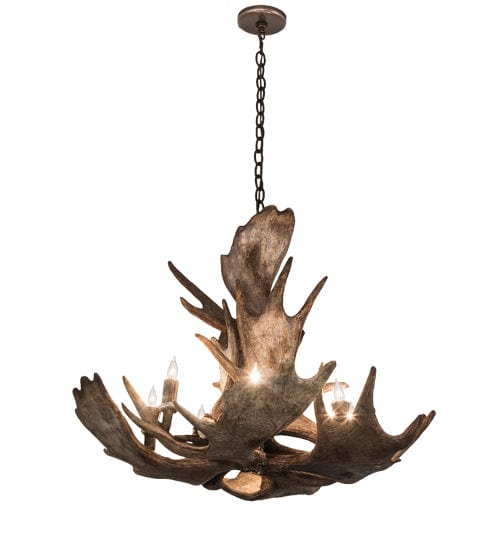 33" Moose 10 Light Antler Chandelier