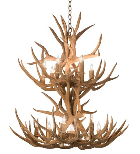 34" Mule Deer 12 Light Antler Chandelier