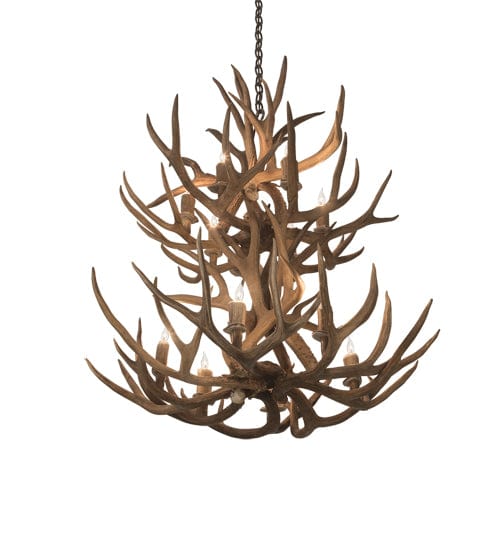 34" Mule Deer 12 Light Antler Chandelier